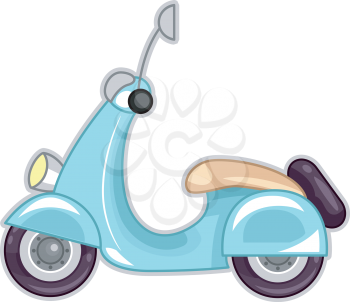 Illustration Featuring a Stylish Blue Scooter