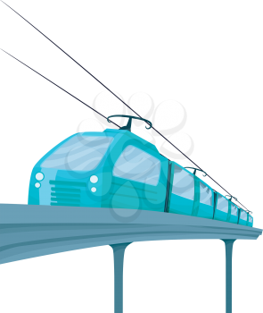 Illustration Featuring a Stylish Blue Electric Train