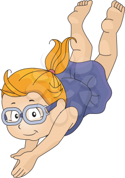 Illustration of a Girl Wearing Goggles Taking a Dive