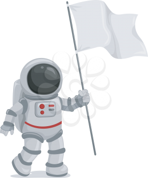 Illustration of an Astronaut Wearing a Blank Flag