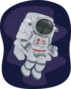 Illustration of an Astronaut Using a Propulsion Unit to Maneuver His Way in Space