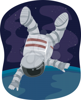 Illustration of an Astronaut Floating in Space