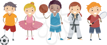 Illustration Depicting Different Activities Commonly Enjoyed by Kids