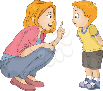 Illustration of a Caucasian Mother Giving Her Son a Lecture