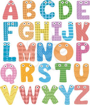 Mascot Illustration Featuring Letters of the Alphabet in All Caps
