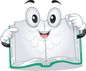 Mascot Illustration Featuring a Book with Pages Spread Apart