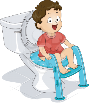 Illustration of a Little Boy Sitting on a Potty Seat