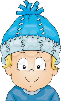 Illustration of a Cute Baby Boy Wearing a Winter Hat