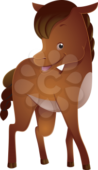 Illustration Featuring a Cute Horse with a Thick Shiny Coat