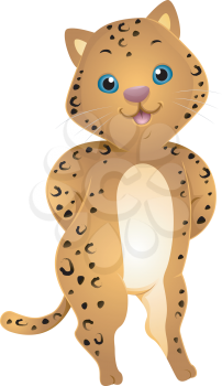 Illustration of a Cute Jaguar with its Paws Behind its Back