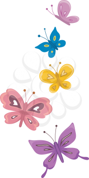 Illustration Featuring Colorful Butterflies Fluttering Around