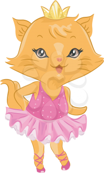 Illustration of a Cute Cat Wearing a Ballerina Costume