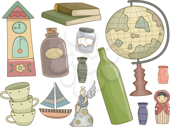 Illustration Featuring Different Collectibles for Hobbyists