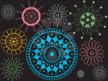 Illustration Featuring Colorful Doilies with Different Designs