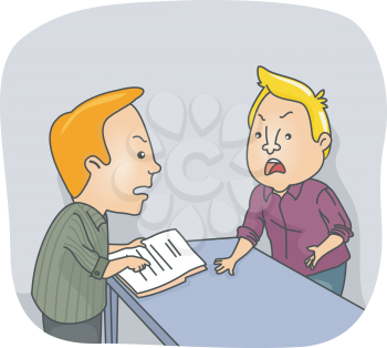 Illustration of Two Men Arguing Over a Document at Work
