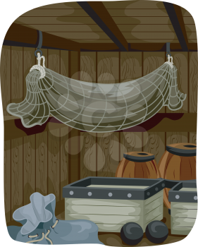 Illustration Featuring the Storage Area of a Pirate Ship