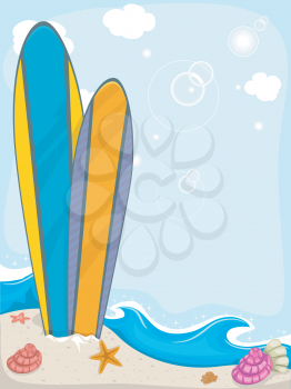 Background Illustration Featuring Colorful Surfboards