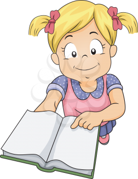Illustration of a Little Girl Holding a Book and Asking Someone to Read Her a Story