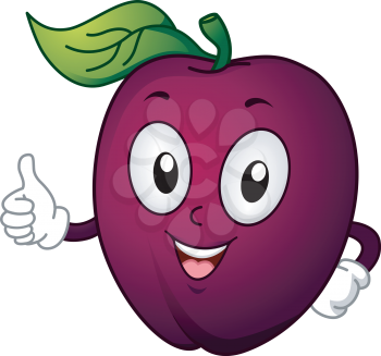 Mascot Illustration Featuring a Plum Giving a Thumbs Up