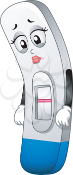 Mascot Illustration Featuring a Sad Pregnancy Test Indicating a Negative Result