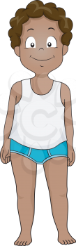 Illustration of an African-American Boy Wearing Undies for Boys