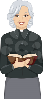 Illustration of a Female Priest Holding a Bible
