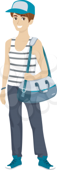 Illustration of a Teenage Male Wearing Workout Clothes