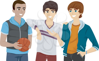 Illustration of a Group of Male Teens Hanging Out