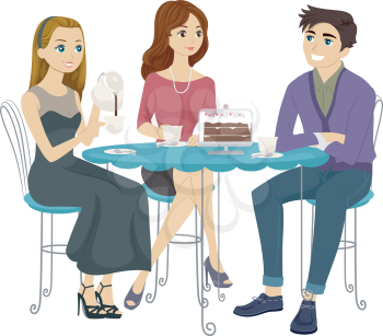 Illustration of Teens Having Coffee Together