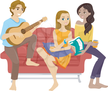 Illustration of Teenage Friends Hanging Out Together
