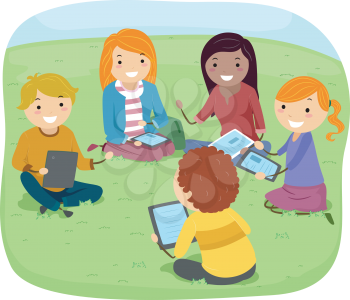 Illustration of Teens Having a Discussion in the Park
