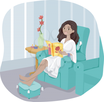 Illustration of a Girl at a Spa Waiting for Her Turn to be Pampered