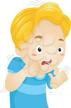 Illustration of a Little Boy Quivering in Fear