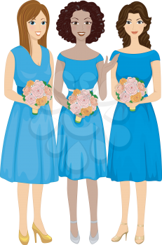 Illustration Featuring Bridesmaids of Different Races