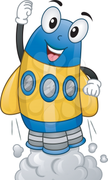 Mascot Illustration of a Spaceship About to Launch