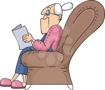 Illustration of an Elderly Woman Reading a Book