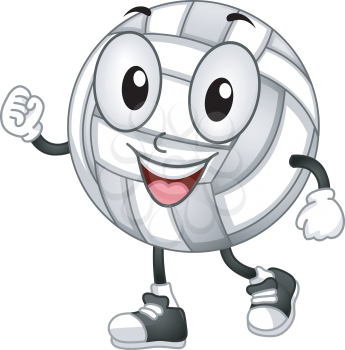 Mascot Illustration of a Volleyball with its Fists Clenched