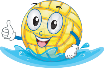 Mascot Illustration Featuring a Water Polo Ball Giving a Thumbs Up