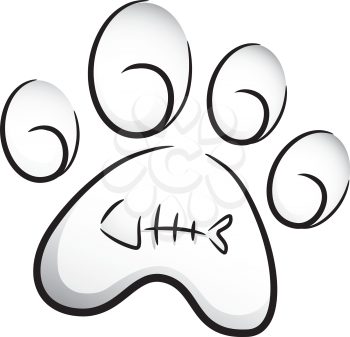Icon Illustration of a Cat Paw Print Drawn in Black and White