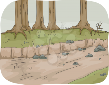 Illustration Featuring a Dry River with the Riverbed Exposed