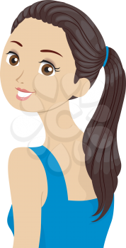 Illustration of a Beautiful Girl in a Ponytail