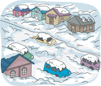 Illustration Featuring a City Buried in Snow