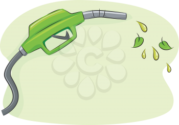 Illustration Featuring a Gas Pump Nozzle Spouting Biofuel