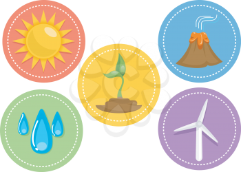 Icon Illustration Featuring Different Sources of Renewable Energy