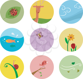 Icons Illustration Featuring Elements Depicting Different Living Organisms 