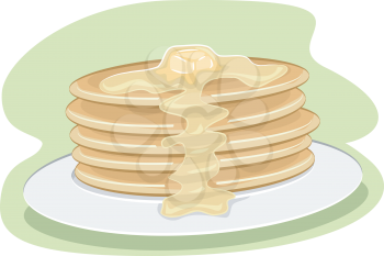 Illustration of a Stack of Pancakes with Syrup Dripping All Over it