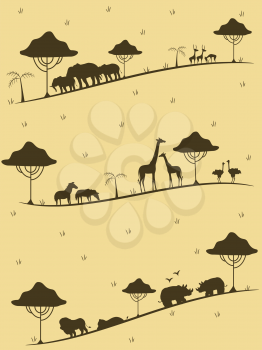 Illustration Featuring the Silhouettes of Safari Animals