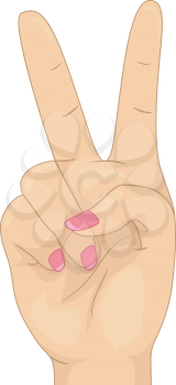 Illustration Featuring an Open Palm Gesturing the Number Two