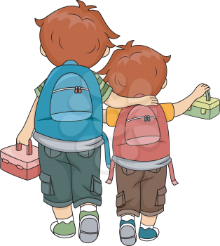 Illustration of Brothers Walking Home Together