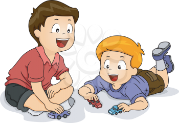Illustration Featuring Little Boys Playing with Toy Cars